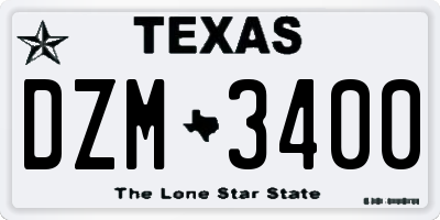 TX license plate DZM3400