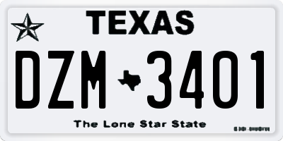 TX license plate DZM3401