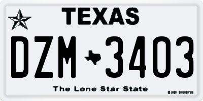 TX license plate DZM3403