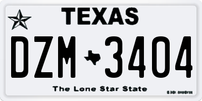 TX license plate DZM3404