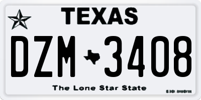 TX license plate DZM3408