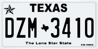 TX license plate DZM3410
