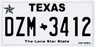 TX license plate DZM3412