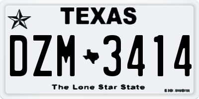 TX license plate DZM3414