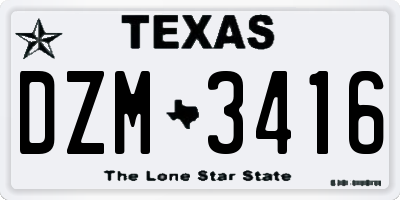 TX license plate DZM3416