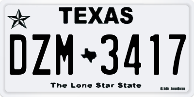 TX license plate DZM3417