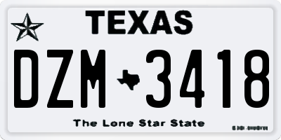 TX license plate DZM3418