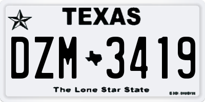 TX license plate DZM3419