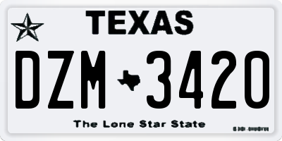 TX license plate DZM3420