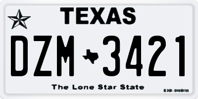TX license plate DZM3421