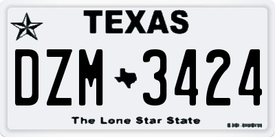 TX license plate DZM3424