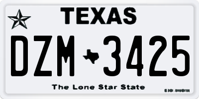 TX license plate DZM3425