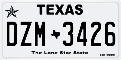 TX license plate DZM3426