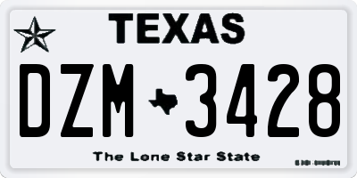TX license plate DZM3428