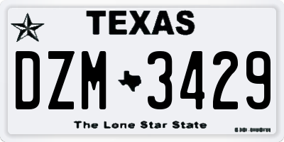 TX license plate DZM3429
