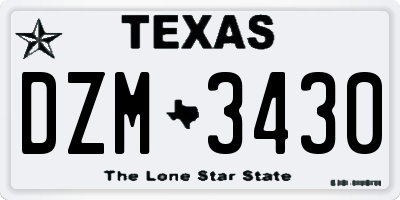 TX license plate DZM3430