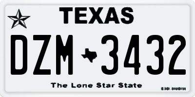 TX license plate DZM3432
