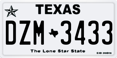 TX license plate DZM3433