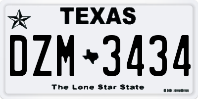 TX license plate DZM3434
