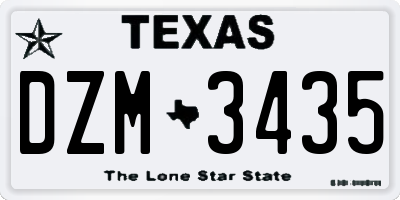 TX license plate DZM3435
