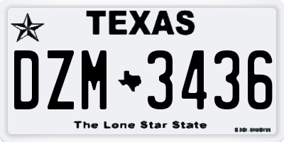 TX license plate DZM3436