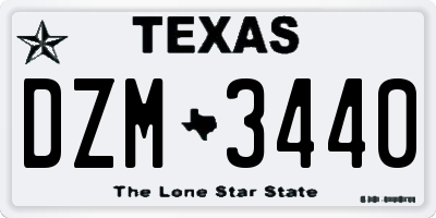TX license plate DZM3440