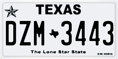 TX license plate DZM3443