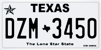 TX license plate DZM3450