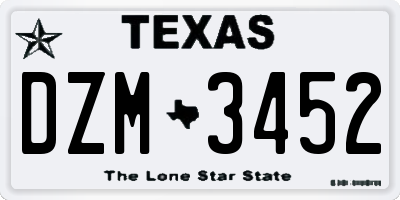 TX license plate DZM3452