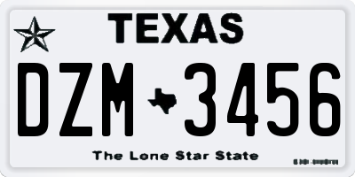 TX license plate DZM3456