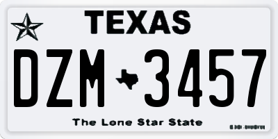 TX license plate DZM3457