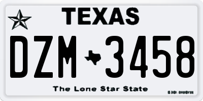 TX license plate DZM3458