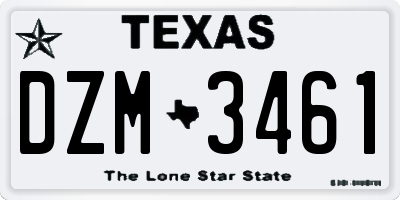 TX license plate DZM3461