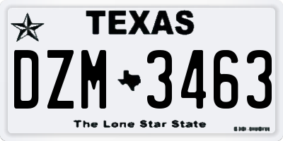 TX license plate DZM3463