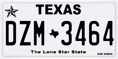 TX license plate DZM3464