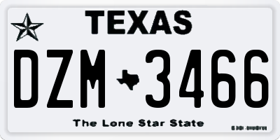 TX license plate DZM3466