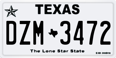 TX license plate DZM3472