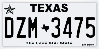 TX license plate DZM3475