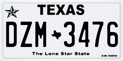 TX license plate DZM3476