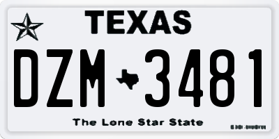 TX license plate DZM3481