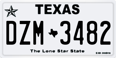 TX license plate DZM3482