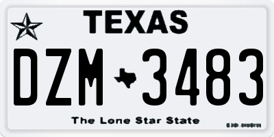 TX license plate DZM3483