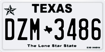 TX license plate DZM3486