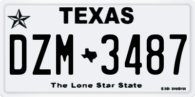 TX license plate DZM3487