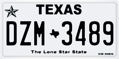 TX license plate DZM3489
