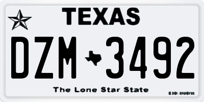TX license plate DZM3492