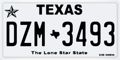 TX license plate DZM3493