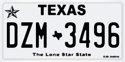 TX license plate DZM3496