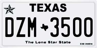 TX license plate DZM3500