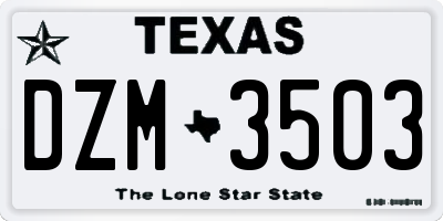 TX license plate DZM3503